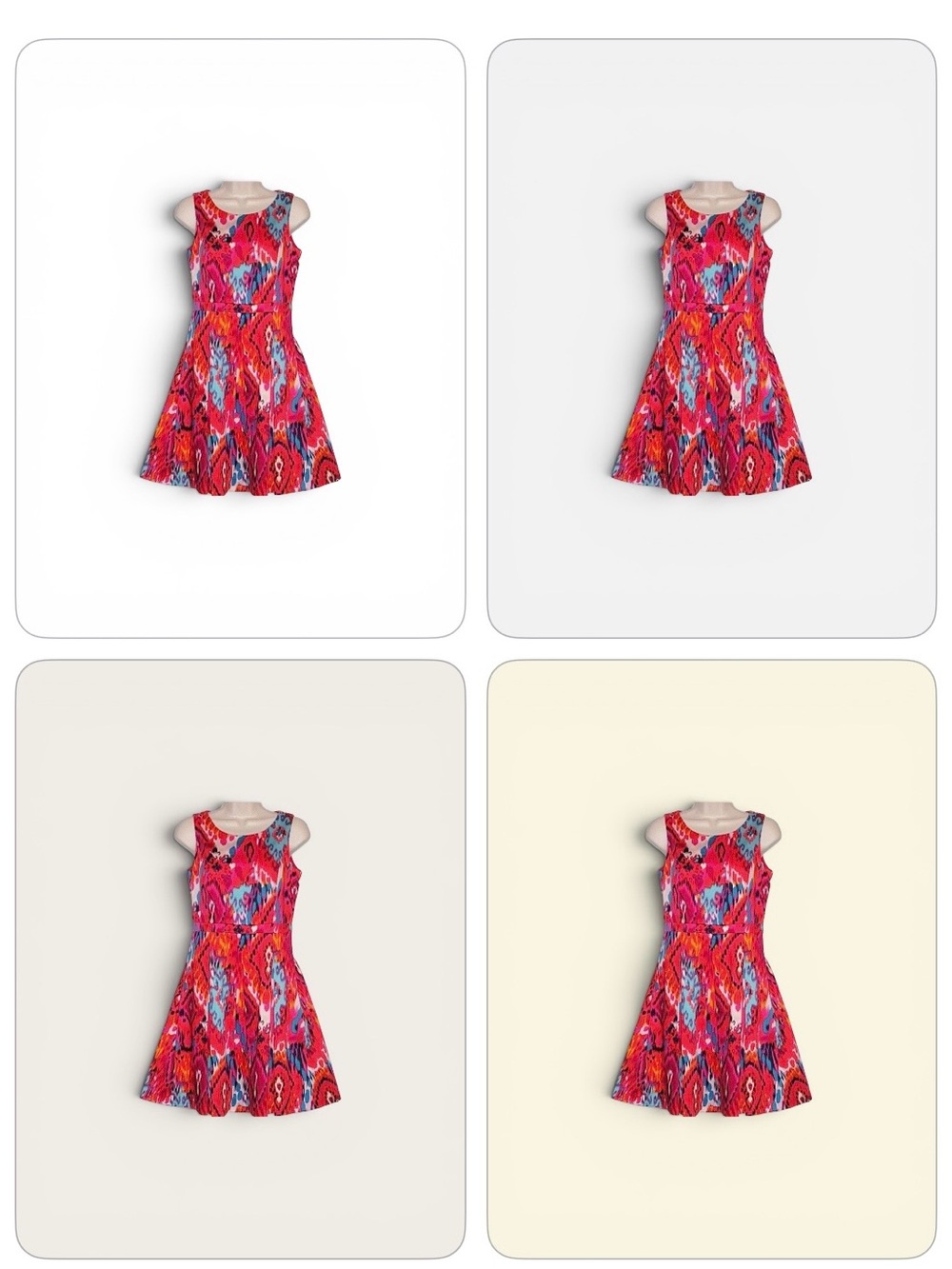 ⭐️HP⭐️ BADGLEY MISCHKA Sleeveless Party Dress. Vibrant Ikat Pattern.Sewn-in Belt - Picture 9 of 11